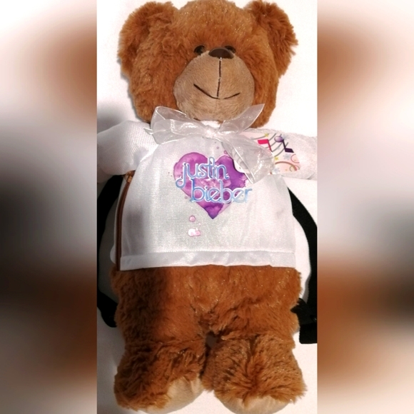 Justin Bieber Brown Bear Backpack NWT - Picture 2 of 7